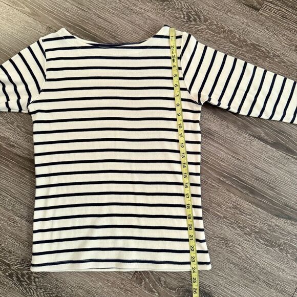 L.L Bean Cream and Navy Striped 3/4 Sleeve Boatneck - Picture 8 of 9